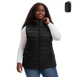 lot 4491 image: HHE Womens Plus Size Puffer Vest 1X-6X Lightweight Packable Water-Resistant Hooded Quilted Puffy Vest (Black,3X)