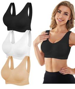 lot 4495 image: YADIFEN Womens Sports Bras, 346 Pack Wireless Comfortable Seamless Sleep Yoga Sports Bras for Women with Removable Pads