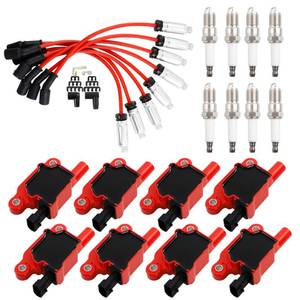 lot 5374 image: HQPASFY Square Ignition Coil UF413 & Iridium Spark Plug & Wires Set of 8 Compatible with 2005-2021 Cadillac Escalade Chevy Silverado Express 1500 2500 3500 GMC Sierra 4.8L 5.3L 6.0L Rapalce# D510C