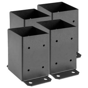 lot 5384 image: SPACEEUP 4x4 Post Base 4 Pcs, Inner Size 3.6x3.6 Deck Post Base, Heavy Duty Wood Post Brackets, Metal Black Decking Post Anchor for Deck Porch Railing Support