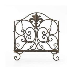 lot 5386 image: Jemeni Cookbook Stand, Metal Fleur De Lis Cookbook Holder Recipe Stand for Kitchen, Antique Brown Finish����