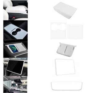 lot 5391 image: frani Center Console Cover 5Pcs Set for Tesla Model 3 2021-2023 Model Y 2021-2025,Tesla Interior Center Console Cover Decor Accessories White