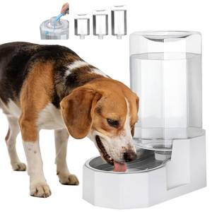 lot 5409 image: Sfozstra Automatic Pet Water Dispenser 8L White Gravity Stainless Steel Water Bowl - with Specialized Brush - Angular Water Feeder for Senior Pet Dogs with Neck Pain Relief in Living Room Bedroom