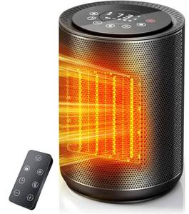 lot 5432 image: Electactic Small Space Heaters for Indoor Use, Mini Portable Electric Heaters Fan with Thermostat & Remote, LED Touch Screen, 24H Timer, Eco Mode, Desk Ceramic Heater for OfficeBedroomBathroomRV