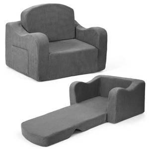 lot 5445 image: Airpanda Comfy Toddler Chair for Kids, 2-in-1 Toddler Soft Plush Couch Fold Out, Convertible Kids Couch to Lounger, Baby Sofa for Boys and Girls,Grey