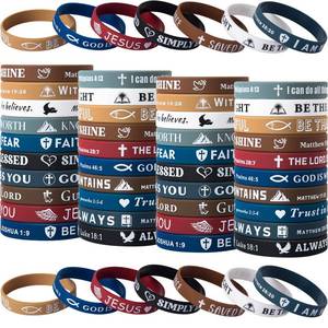 lot 6004 image: IDREAMBAND Bible Verse Bracelets 80 Pcs Silicone Wristbands Cute Christian Bracelets Comfortable and Lightweight Perfect Religious Gifts for Men, Women