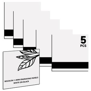 lot 6009 image: Bocolon 5PCS Laser Engraving Double Color ABS Plastic Sheet,Two-Tone Laserable Engraving Plastic Sheets for Name Badge,Office Label,Laser Artistic Product,Size 11.73 x 11.73,WhiteBlack