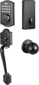 lot 6312 image: Abolife Keyless Entry Door Lock with Handle Set, Electronic Keypad Deadbolt, Smart Lock for Front Door (Black) missing keys