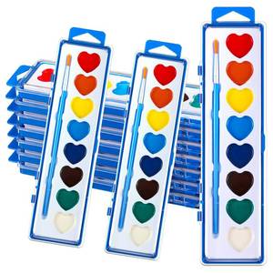 lot 6320 image: Yeaqee 12 Pack Watercolor Paint Set 8 Colors Washable Water Paint with Paintbrush Party Favors Art Watercolor for Adults Valentines Day Party Gifts (Blue Box)