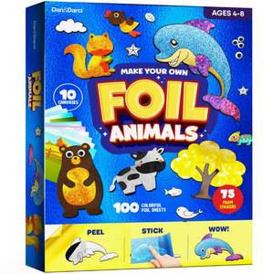 lot 6345 image: Dan&Darci Foil Art Kit for Kids - Arts and Crafts for Kid Ages 4-8, 4-6, 5-7, 5-8, 6-8 - 5 Year Old Girl Gifts - Fun Kits Projects Activities - Girls Birthday Gift - Craft Age 4 5 6 7 8 Years