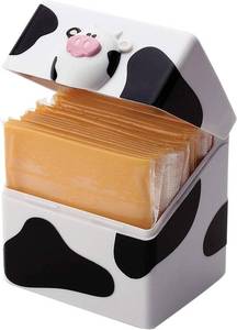 lot 6346 image: Joie Moo Moo Sliced Cheese Storage Container, Flip Top Fridge Organizer Box, Compact Holder Keeps Slices Fresh and Easy to Find, Cute Cow Kitchen Gadget, BPA-Free
