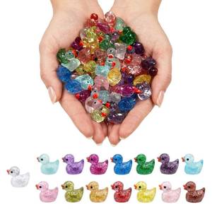 lot 6356 image: lionwell 100 Pcs Glitter Mini Resin Ducks, Sparkling Tiny Figurines, Small Plastic Animals for Miniature Garden, Aquarium, Micro Landscape, DIY Crafts, Potted Plant and Moss D�cor