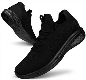 lot 6385 image: Pujcs Slip on Sneakers Mens Tennis Shoes Work Shoes Lightweight Walking Sneakers Running Shoes for Gym Sports Atheletic Workout All Black Size 9