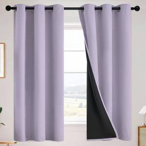 lot 6395 image: SimpleHome 100% Blackout Curtains for Bedroom,Thermal Insulated Lilac Grommet Window Drapes Room Darkening Curtains for Living Room with Black Back,38 x 63 Inch,2 Panels