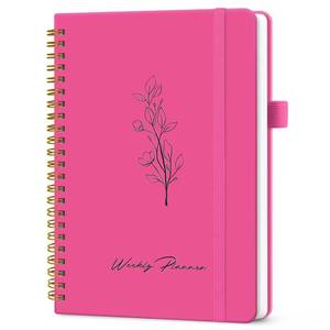 lot 6398 image: Taja Undated Weekly Planner, Weekly To Do List Notebook with Goal & Habit Tracker Organizer, A5 Weekly Planner Notebook with Spiral Binding, 6.1 x 8.2 - Berry Pink