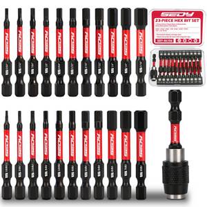 lot 6414 image: 23-Piece Magnetic Hex Head Allen Wrench Drill Bit Set with 2.4 Impact Bit Holder, 14 Hex Shank Hex Bits, SAE & Metric Hex Screwdriver Bit Set, S2 Steel Allen Key, Mechanic Home Repair