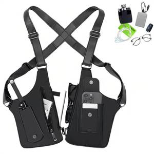 lot 6436 image: Tactical Double Shoulder Armpit Bag,Anti-Pickpocket Hidden Strap Wallet,Adjustable Leather Armor Crossbody Pack Multi-Pocket (Black)