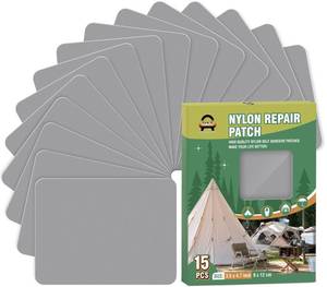 lot 6442 image: OAZ 15 Pieces 3.5 x 4.7 inch Nylon Repair Patches Nylon Fabric Patch Self-Adhesive Tent Repair Tape Waterproof Lightweight Repair Patches Repair Patch Kit for Clothing Down Jacket Bag (Gray)