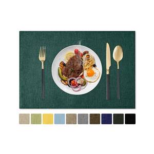 lot 6449 image: Romanstile Placemats Set of 6-12 X 18 Inch, Faux Linen Double Layered Thickened Cloth Place Mats, Washable & Wipeable Burlap Table Placemats for KitchenDiningPartyOutdoorIndoor, Dark Green