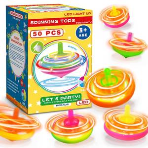 lot 6455 image: 50Pcs Kid��s Light Up Spinning Tops Set, 4 Color Mixing, LED Flashing Tops, Bulk Toys, Christmas Party Favors, Halloween Prizes, School Classroom Rewards, Birthday Goodie Bag Fillers for Boys & Girls