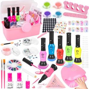 lot 6479 image: Kids Nail Polish Set for Girls, 34PCS Nail Art Kit with Nail Dryer & Storage Box, Non Toxic Quick Dry Kit and Fake Nails for Kids, Girl Toys Age 8-12, Halloween Birthday Christmas Gifts for Girls 8-12