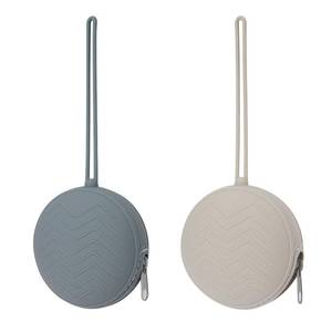 lot 6483 image: Nupoopy 2 Pack Silicone Pacifier Holder Case, BPA-Free Silicone Newborn Pacifier Pouches for Baby Boys & Girls, Portable Silicone Pacifier Container Case (Light GreyTradewinds)