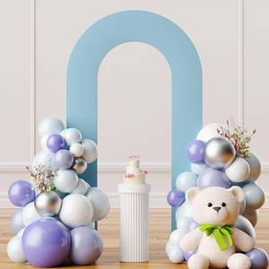 lot 6496 image: sea incrsion Baby Blue 7.2FT Open Arch Backdrop U Shaped Cover, Spandex Double Sided Arch Cover, Fitted Round Top Chiara Stand Cover for Party Wedding Ceremony Baby Shower Birthday Decoration