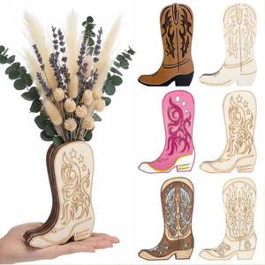lot 11736 image: Ferrochef 6 Pcs Wooden Cowboy Boots Painting Vase 6 x 4 Unfinished Wood Boot Vase Bulk DIY Wooden Painting Table Centerpieces Ornaments for Western Cowboy & Cowgirl Party Favors Wild West Birthday
