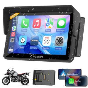 lot 11739 image: Carpuride W502B Pro for B.M W Motorcycle CarPlay & Android Auto & Dual Bluetooth, 5 Waterproof GPS Navigation Screen for Motorbike, Music Sharing, Intercom, EQ, Light Sensor, Compass, Barometer