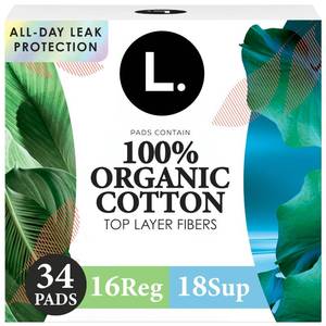 lot 11745 image: L. Ultra Thin Pads for Women, Organic Cotton Top Layer, Regular  Super Duo Pack Absorbency, Menstrual Pads with Wings, Made Without Synthetic Pesticides and Fragrances, 34 Count