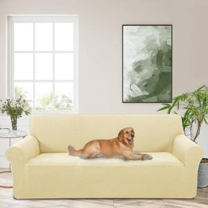 lot 11751 image: Luxshare Home Stretch Couch Cover Washable Sofa Slipcover Furniture Protector with Non Skid Foam and Elastic Bottom for Kids, Dog(LargeBeige)