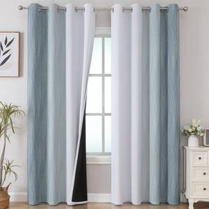 lot 11760 image: Estelar Textiler Stone Blue and Greyish White Blackout Curtains 84 Inches Long,Full Room Darkening Grommet Curtains for Bedroom,Thermal Insulated Ombre Blackout Drapes for Living Room,52Wx84L,2 Panels