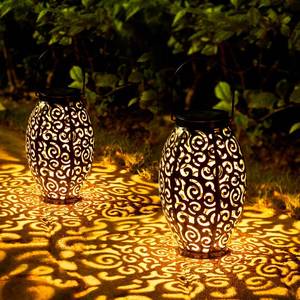lot 11772 image: Solar Lanterns Outdoor Waterproof, 2 Pack Solar Garden Lanterns, LED Hanging Lanterns Solar Powered with Handle, Garden Decorative Retro Metal Solar Light for Table Pathway Walkway, Gardening Gifts