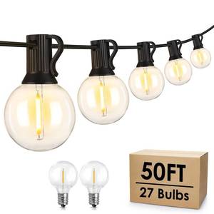 lot 11773 image: Mlambert 50Ft LED Outdoor String Lights G40 Globe Dimmable Patio Light, Waterproof Hanging String Light with 27 Warm White Shatterproof Bulbs(2 Spare)
