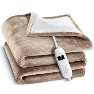 lot 11777 image: Medical king Heated Blanket, Machine Washable Extremely Soft & Comfortable Electric Blanket Throw Fast Heating with Hand Controller 10 Heating Settings & auto Shut-Off (Beige, 50 x 60)