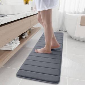 lot 11789 image: Buganda Memory Foam Bath Mat, 59 x 17, Ultra Soft and Non-Slip Bathroom Rugs, Water Absorbent and Machine Washable Bath Rug Runner for Bathroom, Shower, and Tub, Dark Grey