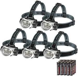 lot 11802 image: EverBrite 5-Pack LED Headlamp, 4 Lighting Modes, Pivoting Head with Adjustable Headband, Perfect for Running, Camping and Hiking, Batteries Included