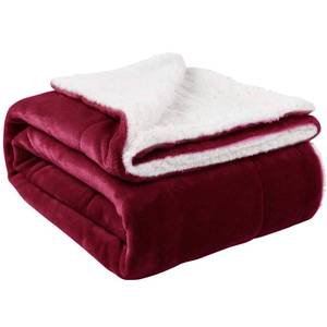 lot 11803 image: NANPIPER Sherpa Blanket Twin Thick Warm Blanket for Winter, Super Soft Fuzzy Flannel FleeceWool Like Reversible Velvet Plush (Wine Red, Twin Size 60x80)