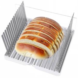 lot 11811 image: Bread Slicer for Homemade Bread, 304 Stainless Steel Bread Cutter, Adjustable Sourdough Slicer, Foldable Bread Slicing Guide for Loaf, Bagel, Sandwich, Cakes, White