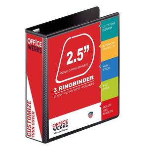 lot 11815 image: 3 Ring Binder, 2.5 D-Ring, Holds 8.5 x 11 Pages, Heavy Duty Clear View Cover, Durable Spine (3.2), Presentation Binder with Pockets �� Black