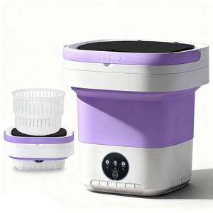 lot 11819 image: LGLRTD Portable Washing Machine, 15L Mini Collapsible Washer with 3 Cleaning Modes for Baby Clothes, Underwear, Small Foldable Laundry for Travel Apartment Home Dorm Hotel Camping (WhitePurple 16L)