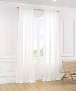 lot 11832 image: ATLINIA 100% Linen Sheer Curtains White Panels - 2 Panels Window Natural Linen Sheer for Bedroom Living Room Farmhouse Light Curtains Filtering Door Shades Privacy Rustic Boho Door Drape 96 inch