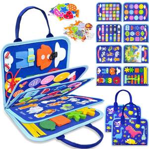 lot 11836 image: Walenty Busy Board Montessori Toys for Toddler Boy Birthday Gifts, Busy Book Sensory Learning Toys for Toddlers, Educational Activities Airplane Car Travel Toy for Boys