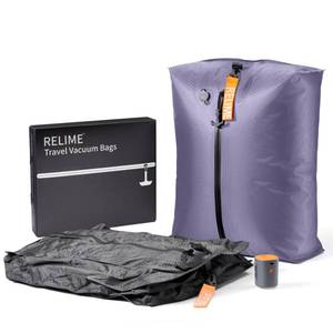 lot 11838 image: Relime Classic Series Vacuum Bags for Travel Luggage with Wireless Pump, Compression Bags for Carry On Suitcases and Backpack, Vacuum Seal Packing cube for Cloth Packing (2PC  PUMP Gray & Lavender)
