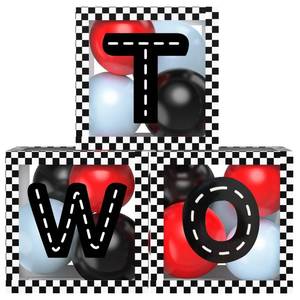 lot 11840 image: Two Fast Birthday Decorations, Race Car Two Balloon Boxes With Balloon for Race Car Photo Props 2nd Birthday Decorations for Boys