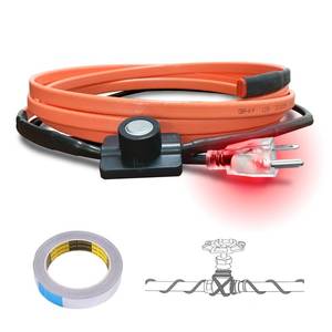 lot 11842 image: Cupohus Heat Tape for Water Pipes with Thermostat 3FT, Freeze Protection Self-Regulating Heat Trace Cable for Metal, Plastic Home Pipes, Roof and RV, 110-120V