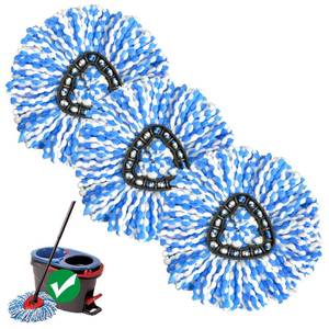 lot 11850 image: 2-Tank Spin Mop Replacement Head, 3 Pack Mop Head Replacement, Microfiber, Machine Washable, Easy to Replace and Deep Cleaning