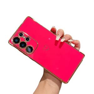 lot 12068 image: ZTOFERA for Samsung Galaxy S22 Ultra 5G Case,Cute Plating Edge Love Hearts Pattern with Camera Lens Protection Phone Case for Galaxy S22 Ultra 5G 6.8,Hot Pink