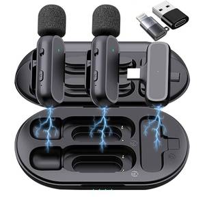 lot 12084 image: 2 Pack Wireless Lavalier Microphone for iPhone 15 16 Android with Charging Case Noise Reduction Plug-Play Clip on Lapel Mini Mic for Video Recording Vlogging, YouTube, Interview, Live Streaming