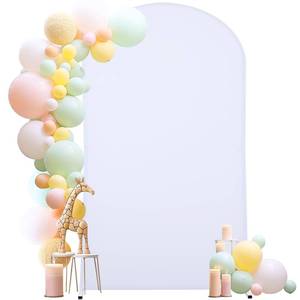 lot 12101 image: 6FT White Arch Backdrop Cover, Spandex Fitted White Wedding Arch Stand Covers Round Top Chiara Backdrop Cover for Valentines Easter Birthday Party Ceremony Banquet Decoration